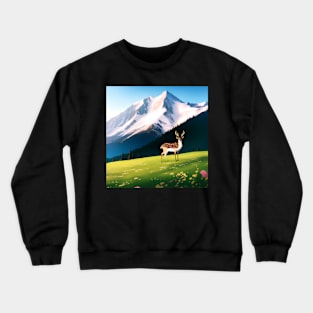 Deer in a Prairie Crewneck Sweatshirt
